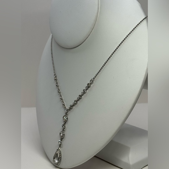 Monet Clear Rhinestone Y Drop Teardrop Necklace - Picture 4 of 9